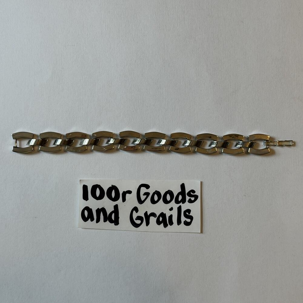 Vintage Modernist Heavy Link Sterling Silver Bracelet 7.5" 54.17g Geometric